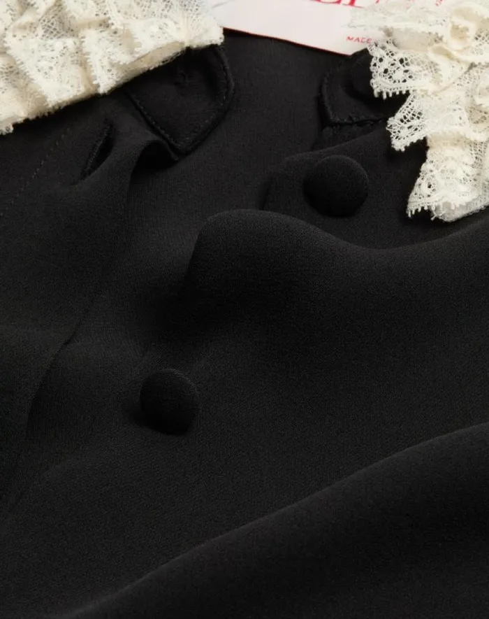 Valentino Shirts And Tops Woman Georgette Blouse For Woman In Blackivory Blackivory Valentino Shirts And Tops Woman Georgette Blouse For Woman In Blackivory Blackivory