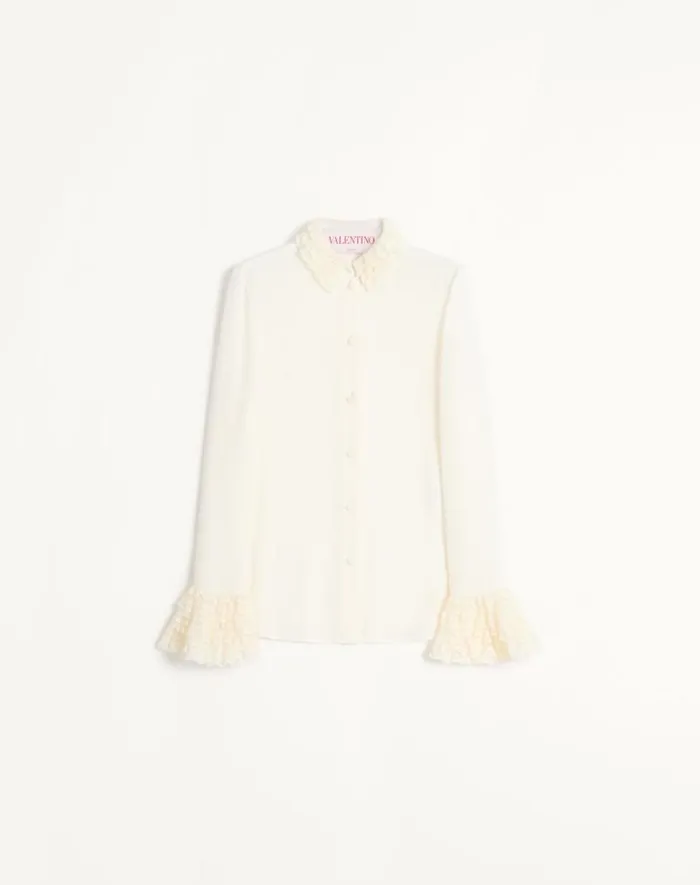 Valentino Shirts And Tops Woman Georgette Blouse For Woman In Blackivory Blackivory Valentino Shirts And Tops Woman Georgette Blouse For Woman In Blackivory Blackivory
