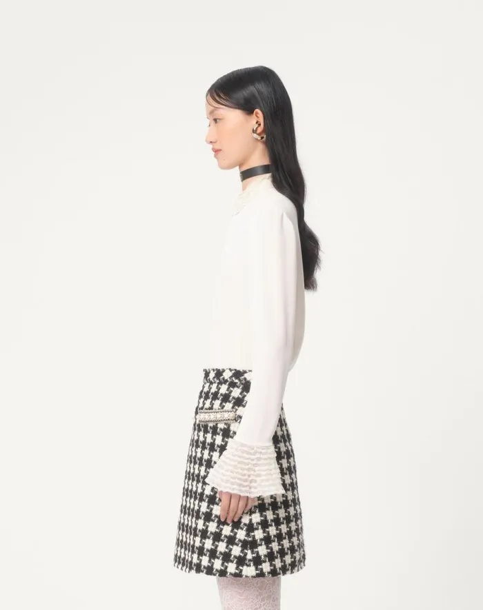 Valentino Shirts And Tops Woman Georgette Blouse For Woman In Blackivory Blackivory Valentino Shirts And Tops Woman Georgette Blouse For Woman In Blackivory Blackivory