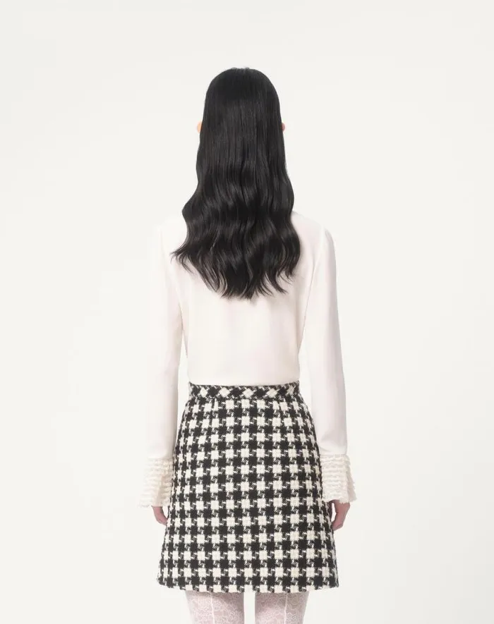 Valentino Shirts And Tops Woman Georgette Blouse For Woman In Blackivory Blackivory Valentino Shirts And Tops Woman Georgette Blouse For Woman In Blackivory Blackivory