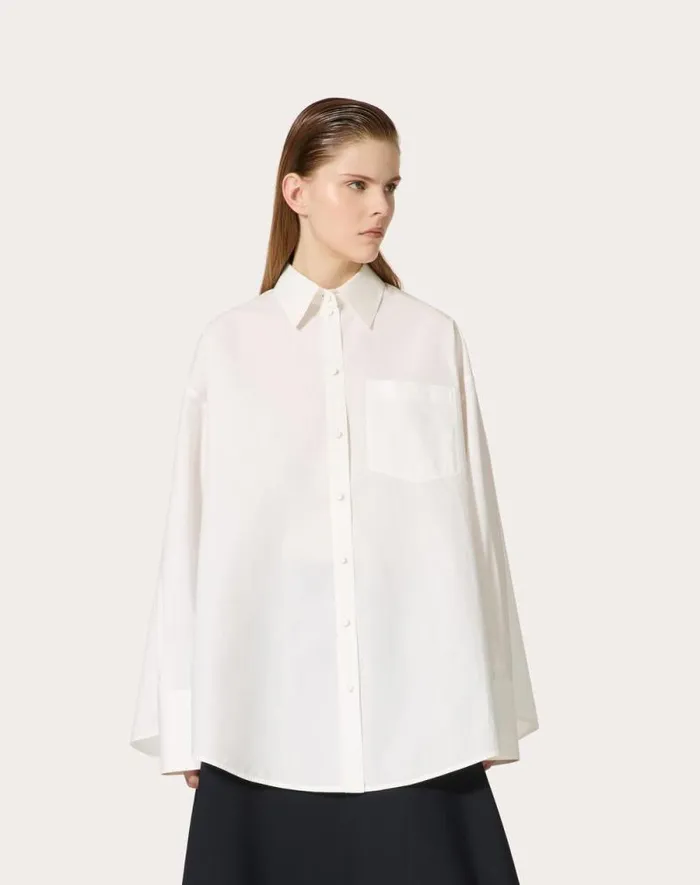 Valentino Shirts And Tops Woman Sartorial Poplin Shirt For Woman In White White Valentino Shirts And Tops Woman Sartorial Poplin Shirt For Woman In White White