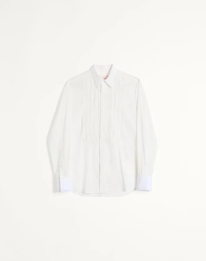 Valentino Shirts Man Cotton Muslin Shirt With Plastron And Lace Details For Man In Natural Natural Valentino Shirts Man Cotton Muslin Shirt With Plastron And Lace Details For Man In Natural Natural
