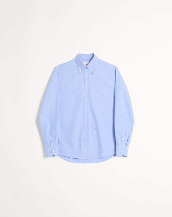 Valentino Shirts Man Vlogo Embroidered Cotton Shirt For Man In Sky Blue Sky Blue Valentino Shirts Man Vlogo Embroidered Cotton Shirt For Man In Sky Blue Sky Blue