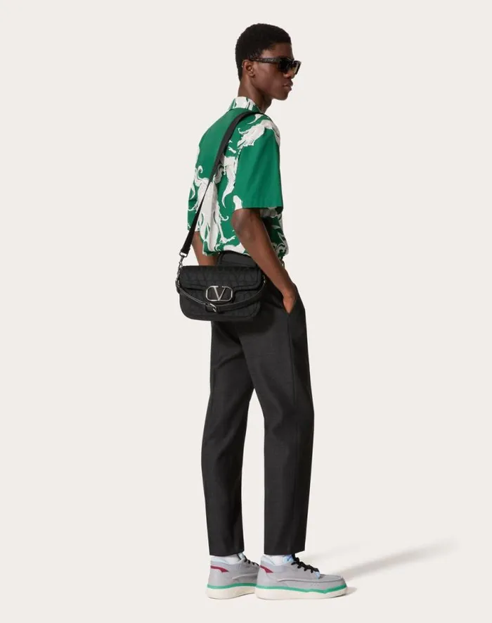 Valentino Shoulder Bags Man Toile Iconographe Shoulder Bag In Technical Fabric For Man In Black Black Valentino Shoulder Bags Man Toile Iconographe Shoulder Bag In Technical Fabric For Man In Black Black