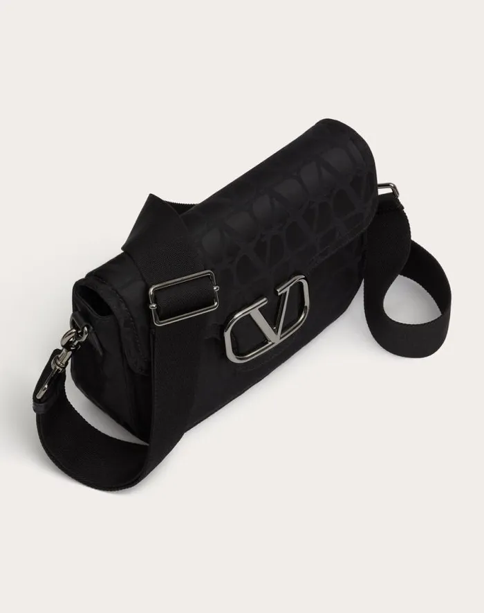 Valentino Shoulder Bags Man Toile Iconographe Shoulder Bag In Technical Fabric For Man In Black Black Valentino Shoulder Bags Man Toile Iconographe Shoulder Bag In Technical Fabric For Man In Black Black