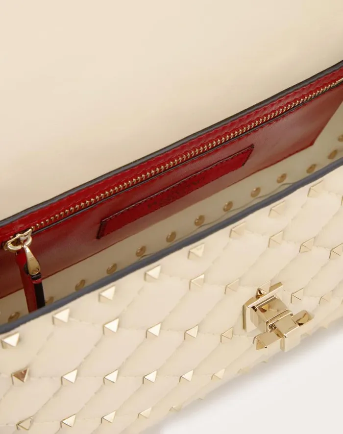 Valentino Shoulder Bags Woman Medium Nappa Rockstud Spike Bag For Woman In Azure Azure Valentino Shoulder Bags Woman Medium Nappa Rockstud Spike Bag For Woman In Azure Azure