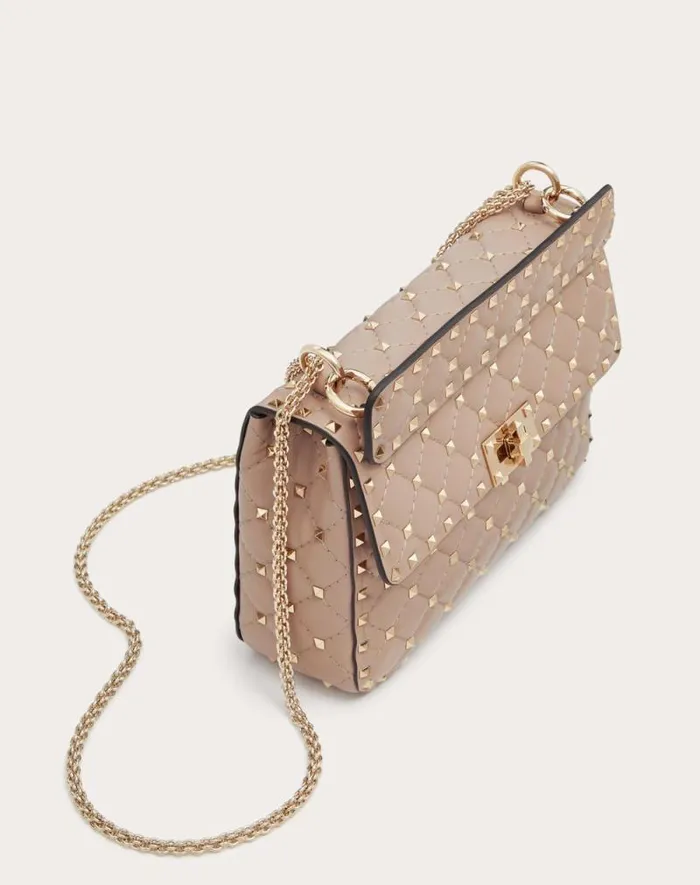 Valentino Shoulder Bags Woman Medium Nappa Rockstud Spike Bag For Woman In Azure Azure Valentino Shoulder Bags Woman Medium Nappa Rockstud Spike Bag For Woman In Azure Azure
