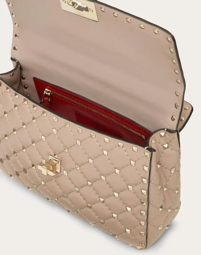 Valentino Shoulder Bags Woman Medium Nappa Rockstud Spike Bag For Woman In Azure Azure Valentino Shoulder Bags Woman Medium Nappa Rockstud Spike Bag For Woman In Azure Azure