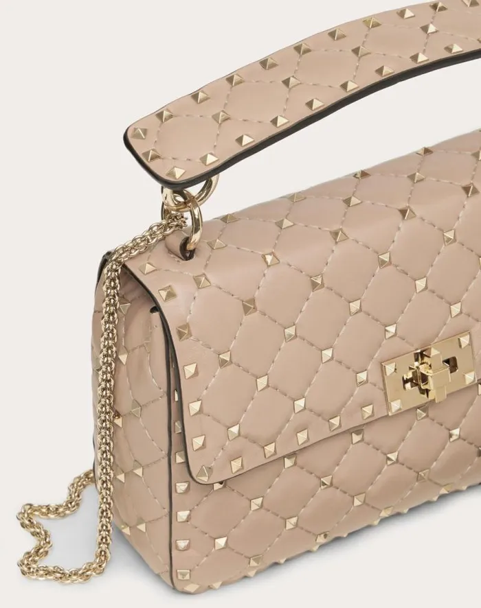 Valentino Shoulder Bags Woman Medium Nappa Rockstud Spike Bag For Woman In Azure Azure Valentino Shoulder Bags Woman Medium Nappa Rockstud Spike Bag For Woman In Azure Azure