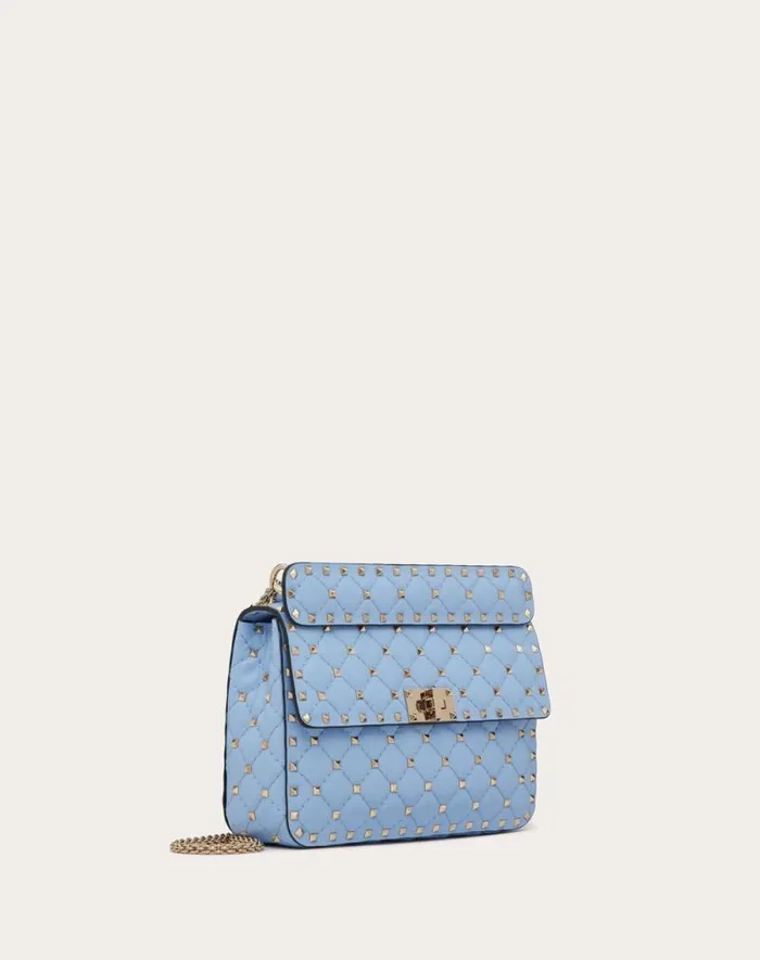 Valentino Shoulder Bags Woman Medium Nappa Rockstud Spike Bag For Woman In Azure Azure Valentino Shoulder Bags Woman Medium Nappa Rockstud Spike Bag For Woman In Azure Azure