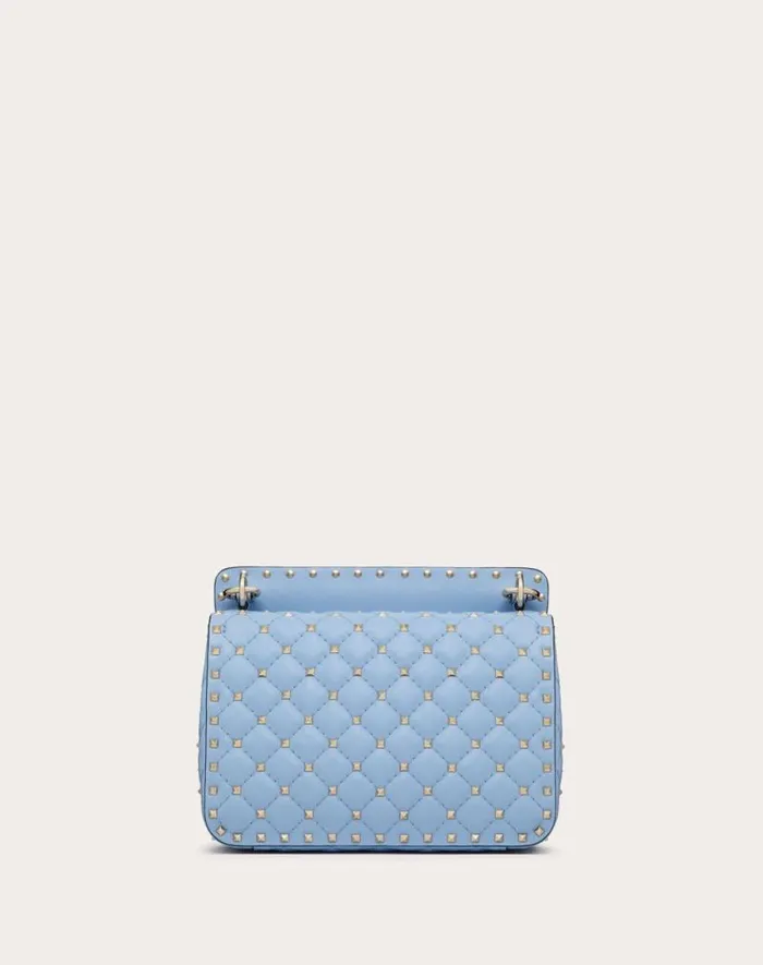 Valentino Shoulder Bags Woman Medium Nappa Rockstud Spike Bag For Woman In Azure Azure Valentino Shoulder Bags Woman Medium Nappa Rockstud Spike Bag For Woman In Azure Azure