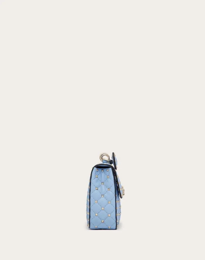 Valentino Shoulder Bags Woman Medium Nappa Rockstud Spike Bag For Woman In Azure Azure Valentino Shoulder Bags Woman Medium Nappa Rockstud Spike Bag For Woman In Azure Azure