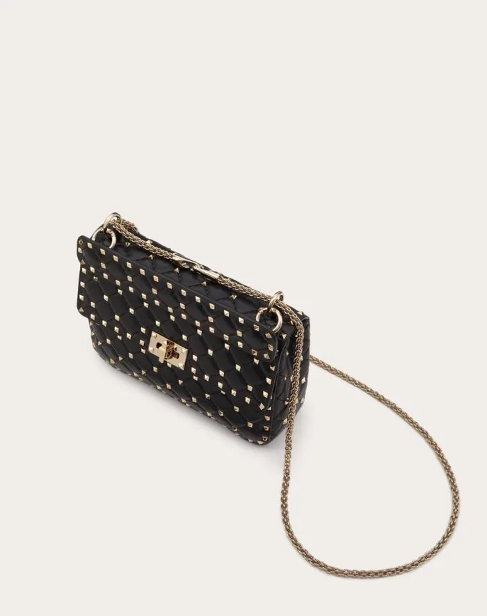 Valentino Shoulder Bags Woman Medium Nappa Rockstud Spike Bag For Woman In Azure Azure Valentino Shoulder Bags Woman Medium Nappa Rockstud Spike Bag For Woman In Azure Azure