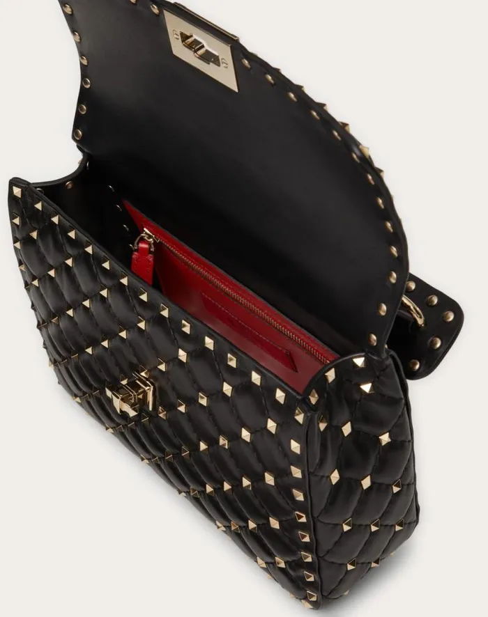 Valentino Shoulder Bags Woman Medium Nappa Rockstud Spike Bag For Woman In Azure Azure Valentino Shoulder Bags Woman Medium Nappa Rockstud Spike Bag For Woman In Azure Azure