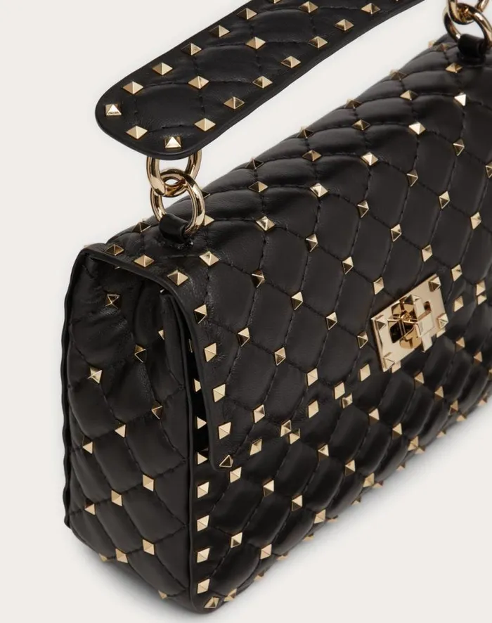 Valentino Shoulder Bags Woman Medium Nappa Rockstud Spike Bag For Woman In Azure Azure Valentino Shoulder Bags Woman Medium Nappa Rockstud Spike Bag For Woman In Azure Azure