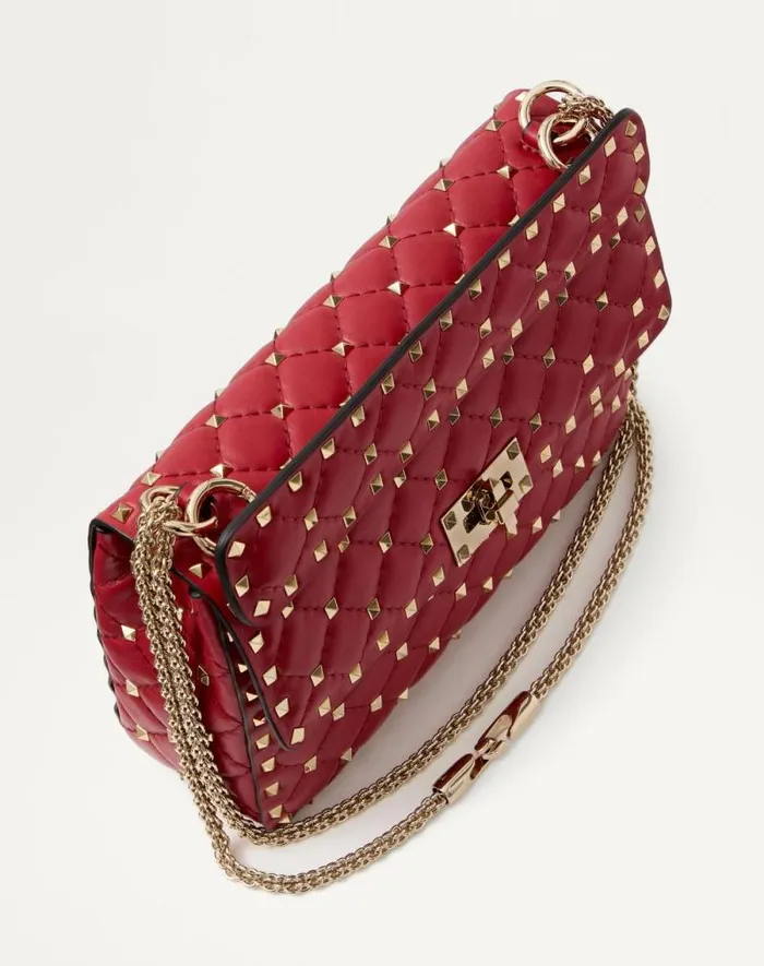 Valentino Shoulder Bags Woman Medium Nappa Rockstud Spike Bag For Woman In Azure Azure Valentino Shoulder Bags Woman Medium Nappa Rockstud Spike Bag For Woman In Azure Azure