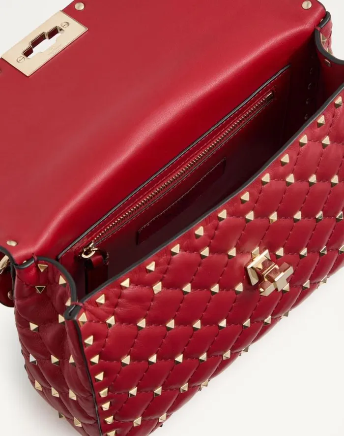 Valentino Shoulder Bags Woman Medium Nappa Rockstud Spike Bag For Woman In Azure Azure Valentino Shoulder Bags Woman Medium Nappa Rockstud Spike Bag For Woman In Azure Azure