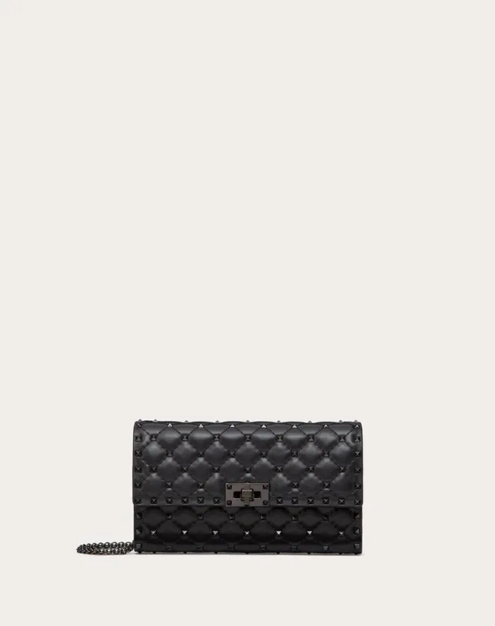 Valentino Shoulder Bags Woman Rockstud Spike Crossbody Nappa Leather Bag For Woman In Black Black Valentino Shoulder Bags Woman Rockstud Spike Crossbody Nappa Leather Bag For Woman In Black Black