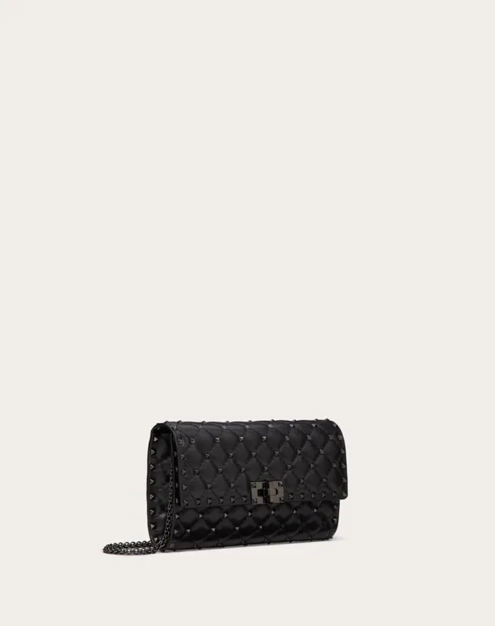Valentino Shoulder Bags Woman Rockstud Spike Crossbody Nappa Leather Bag For Woman In Black Black Valentino Shoulder Bags Woman Rockstud Spike Crossbody Nappa Leather Bag For Woman In Black Black