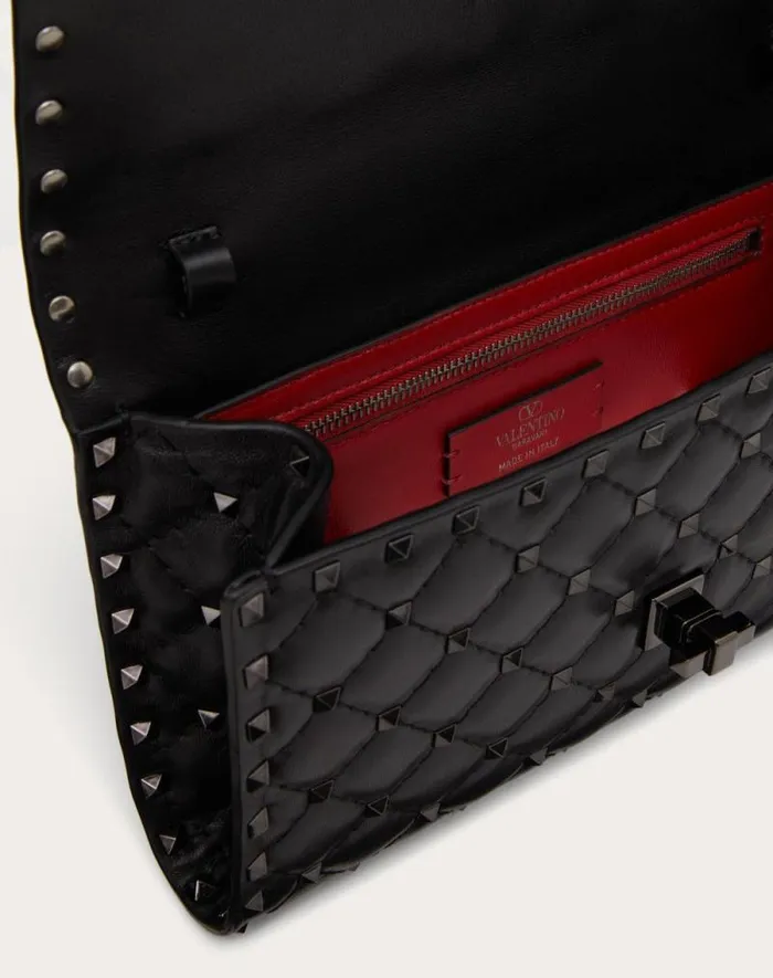 Valentino Shoulder Bags Woman Rockstud Spike Crossbody Nappa Leather Bag For Woman In Black Black Valentino Shoulder Bags Woman Rockstud Spike Crossbody Nappa Leather Bag For Woman In Black Black