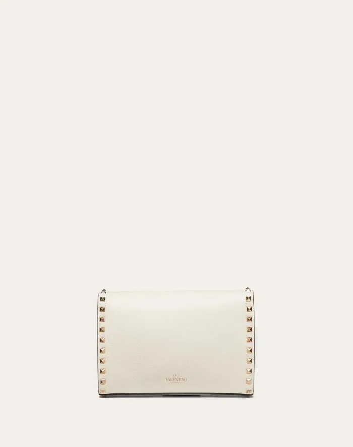 Valentino Shoulder Bags Woman Small Rockstud Grainy Calfskin Crossbody Bag For Woman In Almond Almond