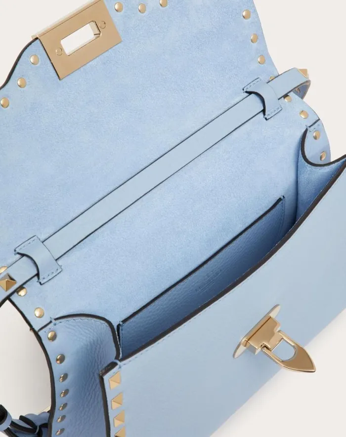 Valentino Shoulder Bags Woman Small Rockstud Grainy Calfskin Crossbody Bag For Woman In Almond Almond