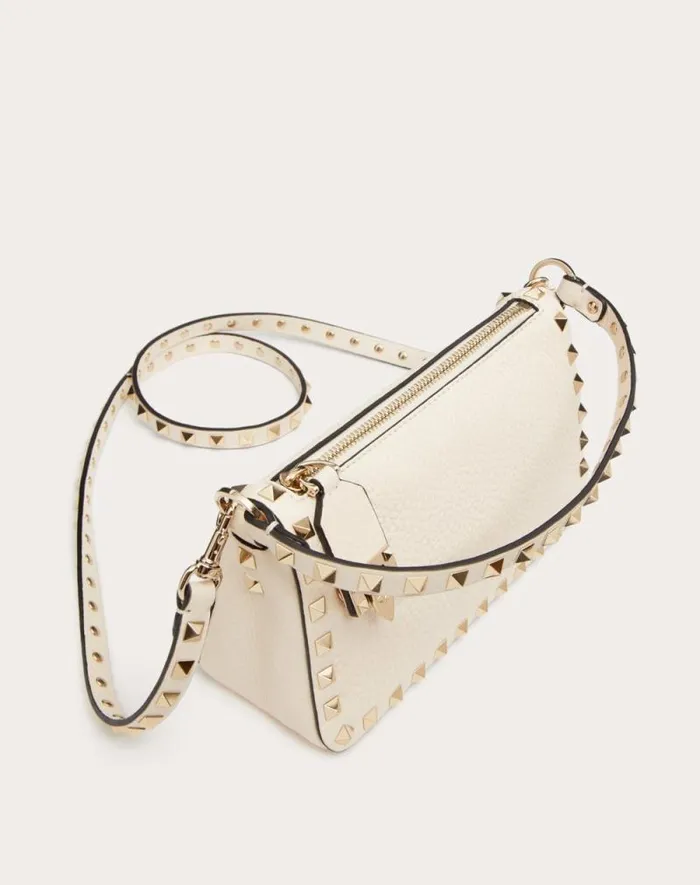 Valentino Shoulder Bags Woman Small Rockstud Grainy Calfskin Crossbody Bag For Woman In Black Black Valentino Shoulder Bags Woman Small Rockstud Grainy Calfskin Crossbody Bag For Woman In Black Black