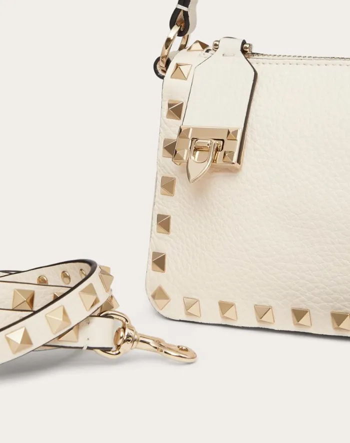 Valentino Shoulder Bags Woman Small Rockstud Grainy Calfskin Crossbody Bag For Woman In Black Black Valentino Shoulder Bags Woman Small Rockstud Grainy Calfskin Crossbody Bag For Woman In Black Black