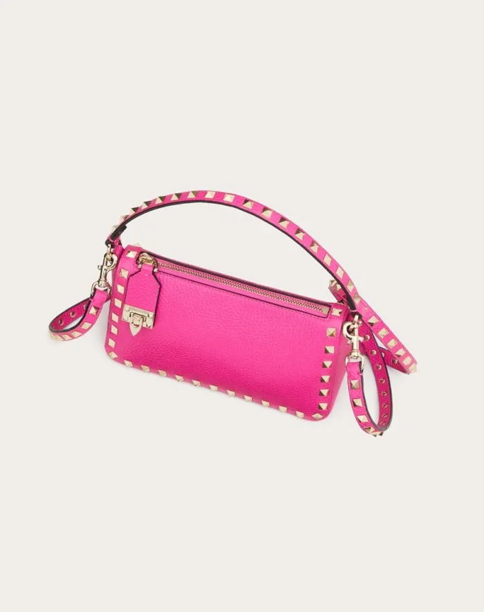 Valentino Shoulder Bags Woman Small Rockstud Grainy Calfskin Crossbody Bag For Woman In Black Black Valentino Shoulder Bags Woman Small Rockstud Grainy Calfskin Crossbody Bag For Woman In Black Black