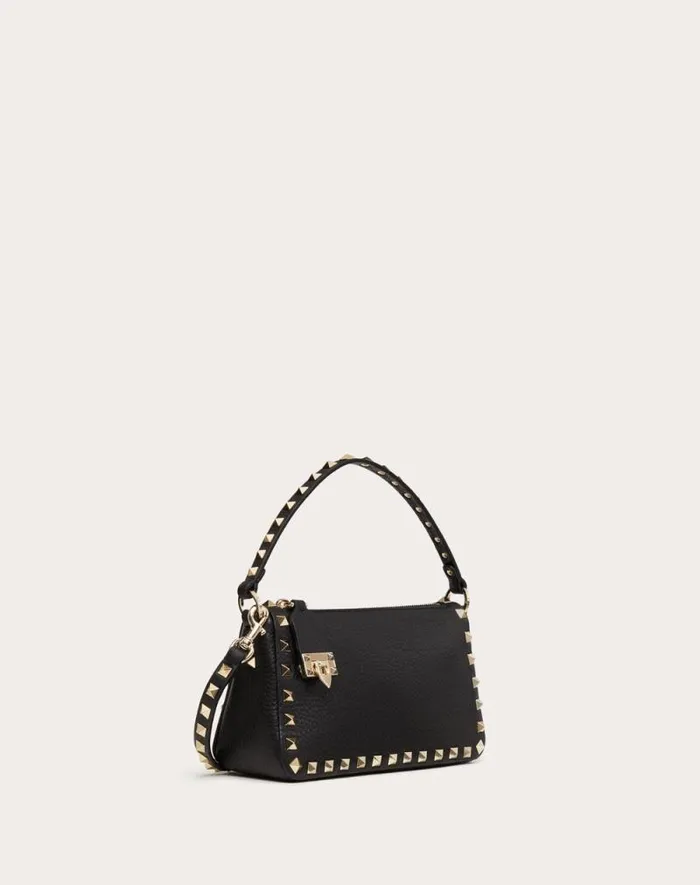 Valentino Shoulder Bags Woman Small Rockstud Grainy Calfskin Crossbody Bag For Woman In Black Black Valentino Shoulder Bags Woman Small Rockstud Grainy Calfskin Crossbody Bag For Woman In Black Black