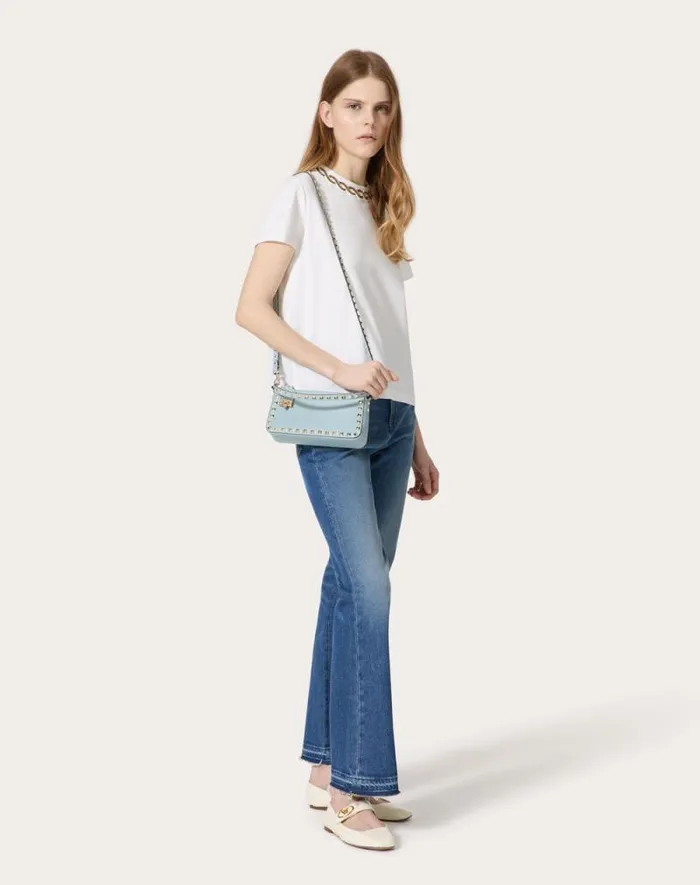Valentino Shoulder Bags Woman Small Rockstud Grainy Calfskin Crossbody Bag For Woman In Black Black Valentino Shoulder Bags Woman Small Rockstud Grainy Calfskin Crossbody Bag For Woman In Black Black