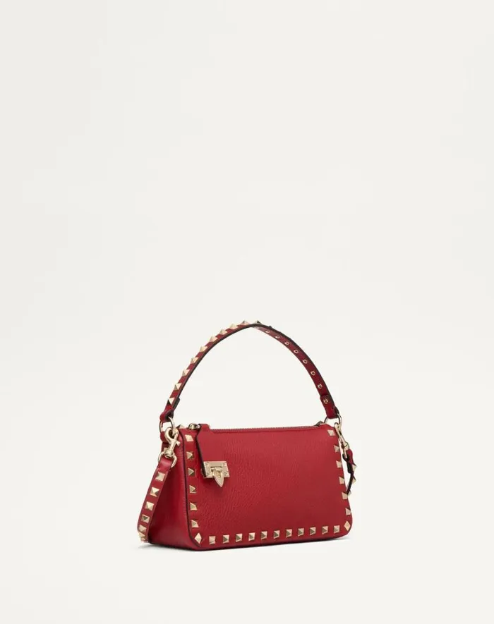 Valentino Shoulder Bags Woman Small Rockstud Grainy Calfskin Crossbody Bag For Woman In Black Black Valentino Shoulder Bags Woman Small Rockstud Grainy Calfskin Crossbody Bag For Woman In Black Black