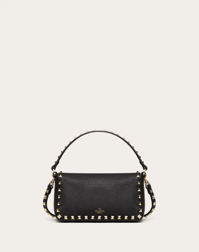 Valentino Shoulder Bags Woman Small Rockstud Grainy Calfskin Crossbody Bag For Woman In Black Black Valentino Shoulder Bags Woman Small Rockstud Grainy Calfskin Crossbody Bag For Woman In Black Black
