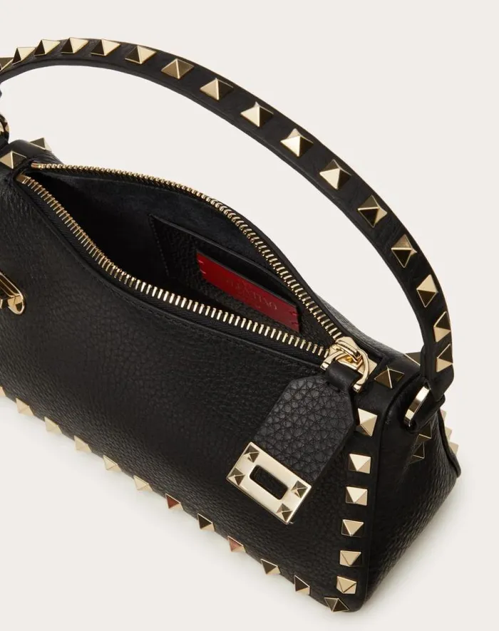 Valentino Shoulder Bags Woman Small Rockstud Grainy Calfskin Crossbody Bag For Woman In Black Black Valentino Shoulder Bags Woman Small Rockstud Grainy Calfskin Crossbody Bag For Woman In Black Black
