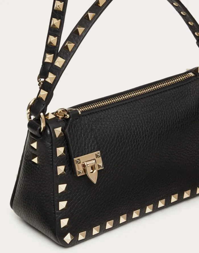 Valentino Shoulder Bags Woman Small Rockstud Grainy Calfskin Crossbody Bag For Woman In Black Black Valentino Shoulder Bags Woman Small Rockstud Grainy Calfskin Crossbody Bag For Woman In Black Black