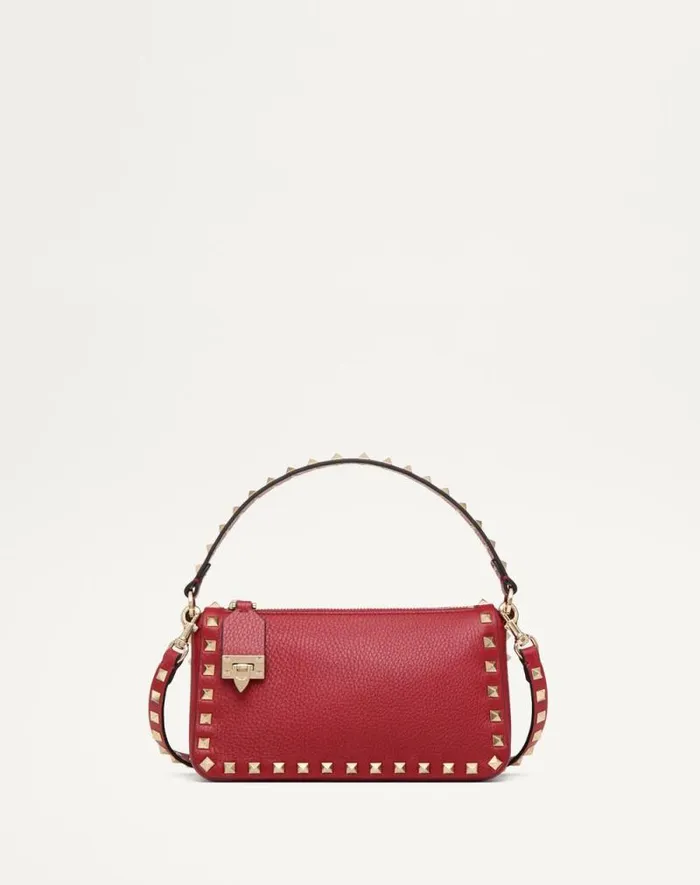 Valentino Shoulder Bags Woman Small Rockstud Grainy Calfskin Crossbody Bag For Woman In Black Black Valentino Shoulder Bags Woman Small Rockstud Grainy Calfskin Crossbody Bag For Woman In Black Black