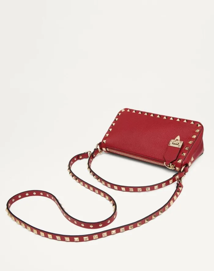 Valentino Shoulder Bags Woman Small Rockstud Grainy Calfskin Crossbody Bag For Woman In Black Black Valentino Shoulder Bags Woman Small Rockstud Grainy Calfskin Crossbody Bag For Woman In Black Black