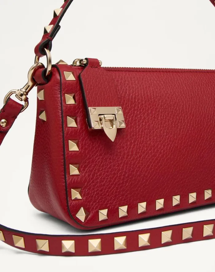 Valentino Shoulder Bags Woman Small Rockstud Grainy Calfskin Crossbody Bag For Woman In Black Black Valentino Shoulder Bags Woman Small Rockstud Grainy Calfskin Crossbody Bag For Woman In Black Black