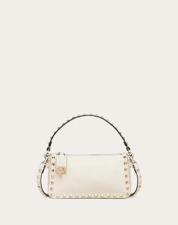 Valentino Shoulder Bags Woman Small Rockstud Grainy Calfskin Crossbody Bag For Woman In Black Black Valentino Shoulder Bags Woman Small Rockstud Grainy Calfskin Crossbody Bag For Woman In Black Black