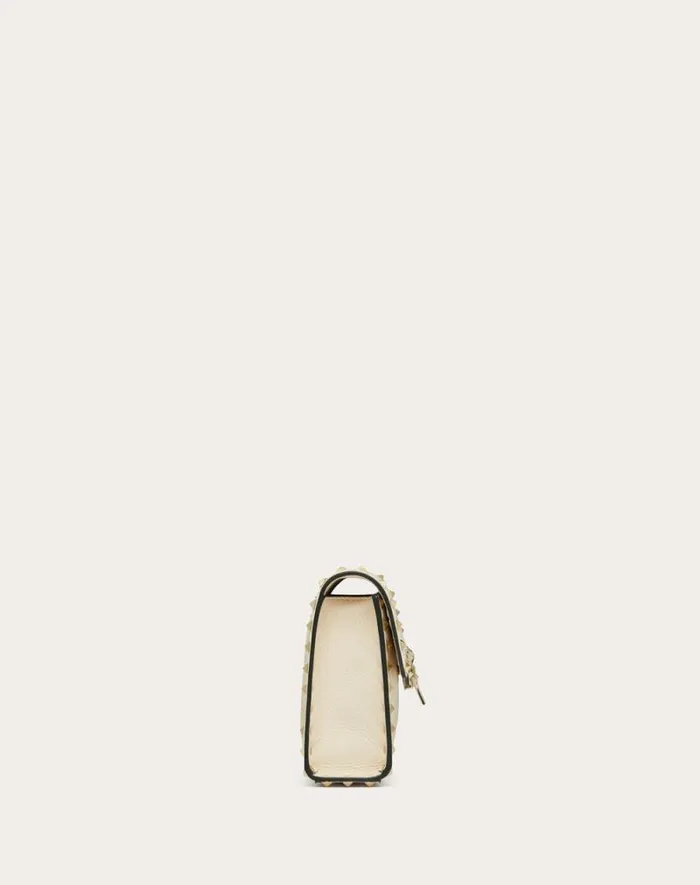 Valentino Shoulder Bags Woman Small Rockstud Grainy Calfskin Crossbody Bag For Woman In Poudre Poudre