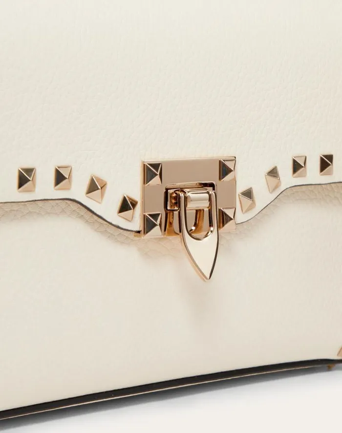 Valentino Shoulder Bags Woman Small Rockstud Grainy Calfskin Crossbody Bag For Woman In Poudre Poudre