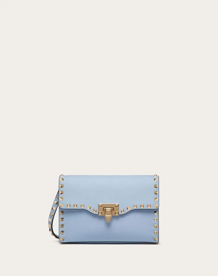 Valentino Shoulder Bags Woman Small Rockstud Grainy Calfskin Crossbody Bag For Woman In Poudre Poudre