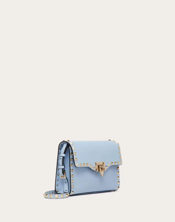 Valentino Shoulder Bags Woman Small Rockstud Grainy Calfskin Crossbody Bag For Woman In Poudre Poudre