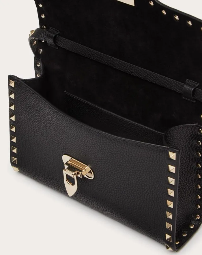 Valentino Shoulder Bags Woman Small Rockstud Grainy Calfskin Crossbody Bag For Woman In Poudre Poudre