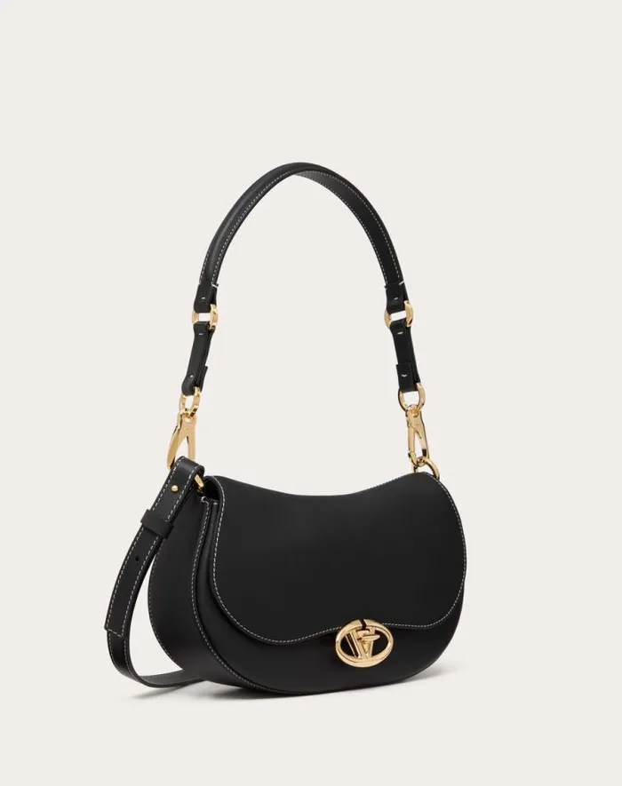 Valentino Shoulder Bags Woman Small Valentino Garavani Ohval Shoulder Bag In Nappa Calfskin For Woman In Black Black