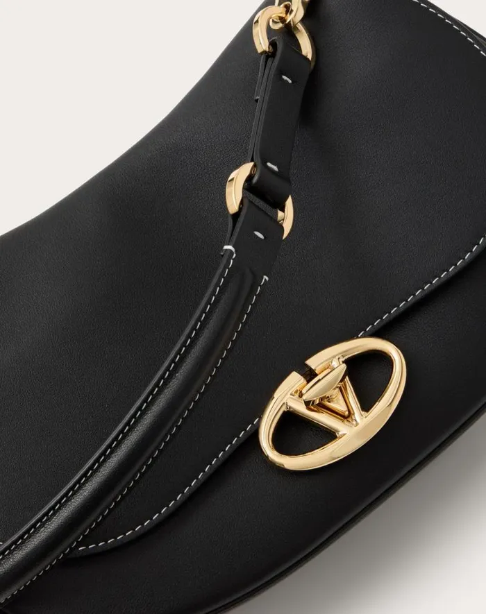 Valentino Shoulder Bags Woman Small Valentino Garavani Ohval Shoulder Bag In Nappa Calfskin For Woman In Black Black