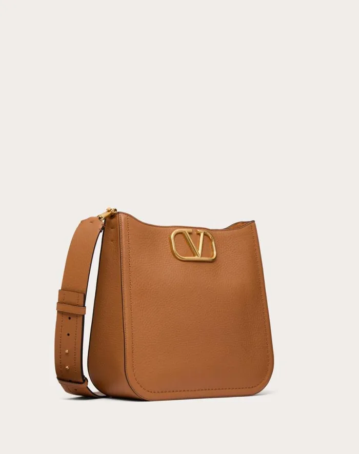 Valentino Shoulder Bags Woman Valentino Garavani Alltime Hobo Bag In Grainy Calfskin For Woman In Almond Almond Valentino Shoulder Bags Woman Valentino Garavani Alltime Hobo Bag In Grainy Calfskin For Woman In Almond Almond