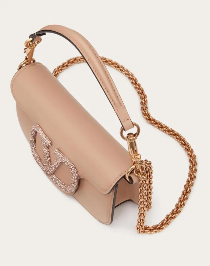Valentino Shoulder Bags Woman Valentino Garavani Loc Small Shoulder Bag With Jewel Logo For Woman In Light Ivory Light Ivory