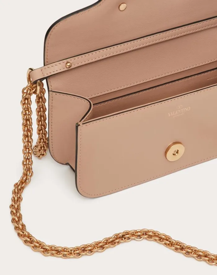 Valentino Shoulder Bags Woman Valentino Garavani Loc Small Shoulder Bag With Jewel Logo For Woman In Light Ivory Light Ivory