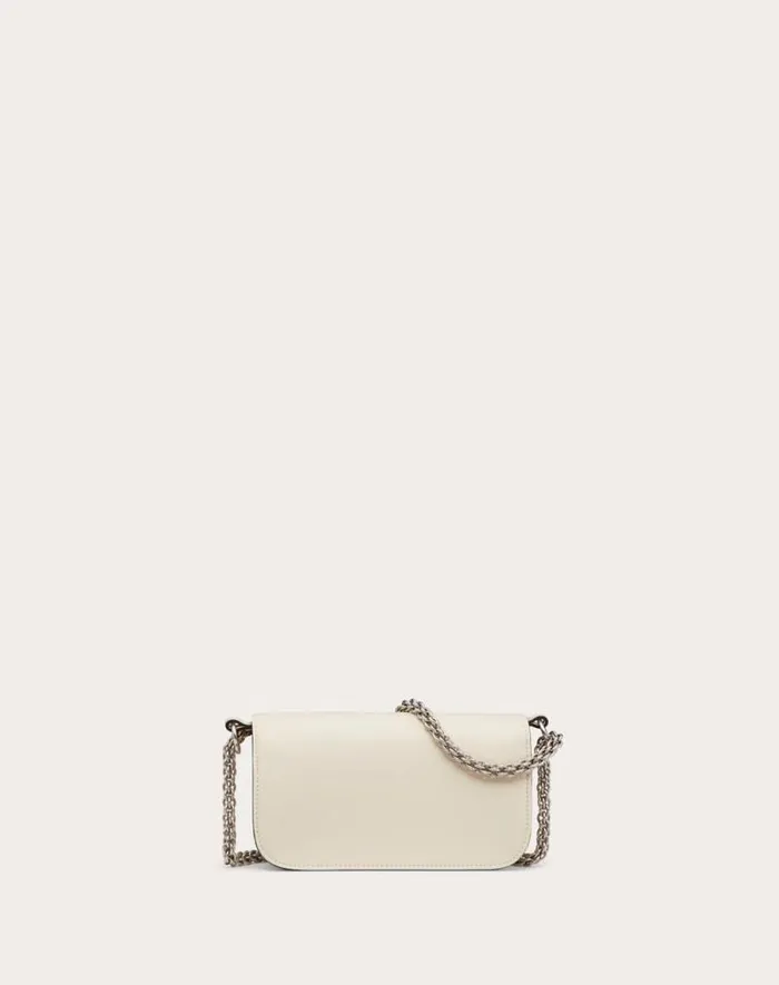 Valentino Shoulder Bags Woman Valentino Garavani Loc Small Shoulder Bag With Jewel Logo For Woman In Light Ivory Light Ivory